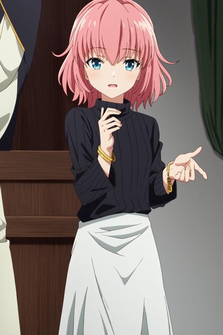 <lora:HNTSADL_Sylvie_by_minion-06:0.62> sylvie, flat chest, pink hair, fully clothed, white skirt, long skirt, sweater, long sleeves, armbands, bracelets, dynamic pose, 1girl, solo, looking at viewer, high contrast, sharp focus, masterpiece, best quality, highly detailed, HDR, highest quality, highres, sharp focus, 8k, 16k, skin pores, dynamic lights, realistic shadows, best shading, award winning masterpiece