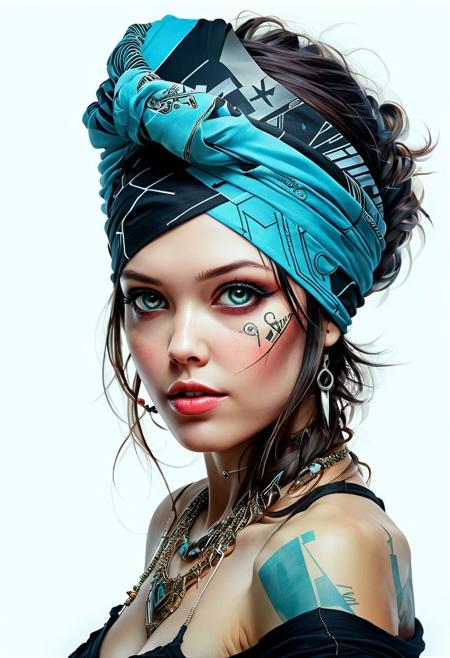 mysterious silhouette woman with bandana, by Minjae Lee, Rossdraws, Carne Griffiths, Steve McCurry, Aaron Horkey, Russ Mills amazing depth, double exposure, surreal, geometric patterns, intricately detailed, bokeh,  perfect balanced, deep fine borders, artistic photorealism , smooth,  great masterwork by head of prompt engineering   <lora:add-detail-xl:2>  <lora:Double_Exposure:0.5>  <lora:hyperkraximalism_v1-1:0.3>