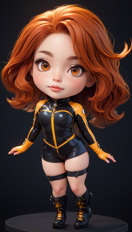 (in ARTIST style:1.7), (masterpiece:1.7), comics style,
(somechibi, chibi, close-up Gorgeous redhead cat girl face,
long hair, wavy hair, very long hair, thighhighs, gloves, zipper, bike shorts, glowing, black background, standing, bare shoulders, smile, science fiction, science fiction horns, science fiction headphones), perfect face, gorgeous face, small aesthetic nose, striking brown large eyes, aligned eyes,
(masterpiece:1.8), (highest detailed:1.8), (angle:1.8), perfectly lighted, (contrast), (saturated), (((sharp focus))), (hyperdetailed:1.3), (intricate details:1.2), (Refined details:1.3),
(best quality:1.5), highly detailed textures, vibrant colors, (finely detailed beautiful eyes and detailed face),extremely detailed CG unity 8k wallpaper, (masterpiece:1.8), (highest detailed:1.8), (angle:1.8), perfectly lighted, (contrast), (saturated), (((sharp focus))), (hyperdetailed:1.3), (intricate details:1.2), (Refined details:1.3), (best quality:1.5), highly detailed textures, vibrant colors,
(ultra sharp focus:1.8), (detailed skin:1.8), (thin lines:1.8), (best quality:1.8), <lora:glowneon_xl_v1:0.7>
<lora:SomeChibi_Chibi_Style:1>