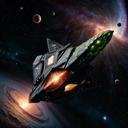 (Space battlecruiser) shaped like fractal (cucumber) in hyperspace, enters into real blackhole, real photo of blackhole hat shape on background,
dynamic movement, explosive force,  glowing, nebula, 8K resolution. shine, hyperspace gate