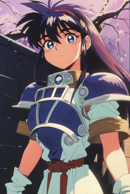 ihrie, <lora:ihrie-lora-nochekaiser:1>,
ihrie, long hair, blue eyes, black hair, (retro artstyle:1.5), (1990s \(style\):1.5),
BREAK gloves, short sleeves, fingerless gloves, armor, shoulder armor, brown gloves, pauldrons, breastplate, red armor,
BREAK looking at viewer,
BREAK outdoors,
BREAK <lyco:GoodHands-beta2:1>, (masterpiece:1.2), best quality, high resolution, unity 8k wallpaper, (illustration:0.8), (beautiful detailed eyes:1.6), extremely detailed face, perfect lighting, extremely detailed CG, (perfect hands, perfect anatomy),