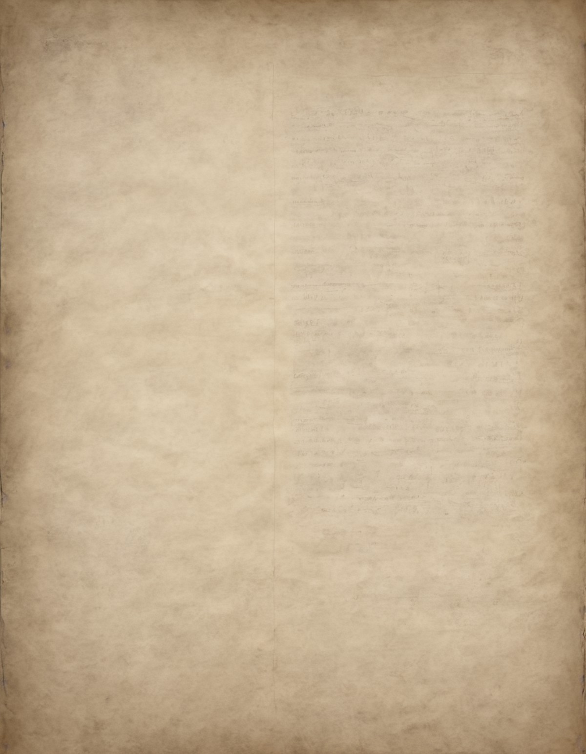 a blank sheet of mottled parchment with ghost lettering and annotation