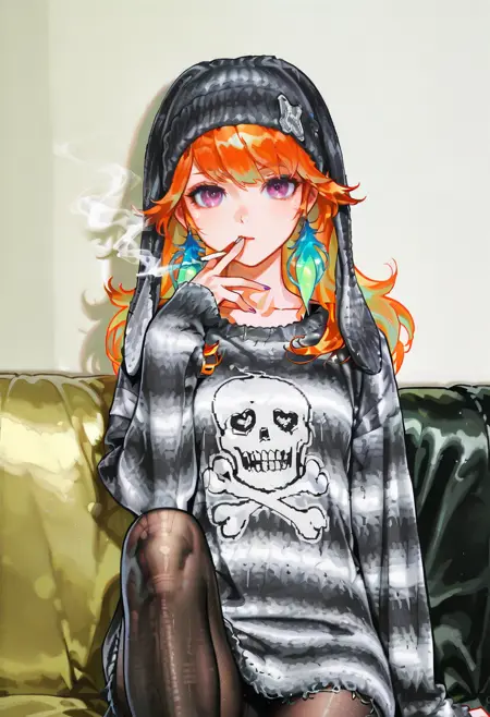 Grunge Sweater & Bunny Beanie