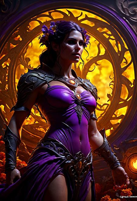 hellscape, photorealistic a masterpiece, 8k resolution, dark fantasy concept art, by Greg Rutkowski, dynamic lighting, hyperdetailed, intricately detailed, Splash screen art, trending on Artstation, deep color, Unreal Engine, volumetric lighting, Alphonse Mucha, Jordan Grimmer, purple and yellow complementary colours