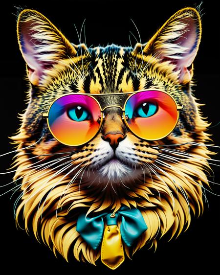 ((((masterpiece)), photographic)), professional detailed portrait, ultra high detail, sharp, insanely detailed, 




a hippy cat head, wearing small round sunglasses, print ready vector t-shirt design,side view,sticker dark black background, professional vector, high detail, t-shirt design, graffiti,vibrant, Use only all shades of magenta, teal blue, light yellow orange, the colors of spring greens, 






<lora:xl_more_art-full_v1:0.3>, 
<lora:AetherPunkAIv2:0.9>, aetherpunkai, 
<lora:WowifierXL-V2:1.2>, <lora:orangeblack:1.2>, <lora:ReaLora:0.7>, 
<lora:RMSDXL_Enhance:3>, 
<lora:RMSDXL_Photo:0.8>, 
<lora:psychedelicai-SDXL-V2-000008:1>, 
<lora:EnvyBetterHiresFixXL01:0:hr=1>,  
<lora:add-detail-xl:1.5>, 
<lora:DetailedEyes_V3:1.2>, 
<lora:PerfectEyesXL:1.0>,
<lora:mjv6:0.8>

