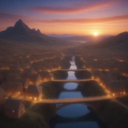 a magical city made of straws, straw buildings and bridges, glowing lights, vivid colors, (ultra detailed:1.3), (beautiful landscape:1.2), (sunset sky:1.1), (dreamlike:1.2)
<lora:SDXL\made_of_straws.safetensors:1.0>