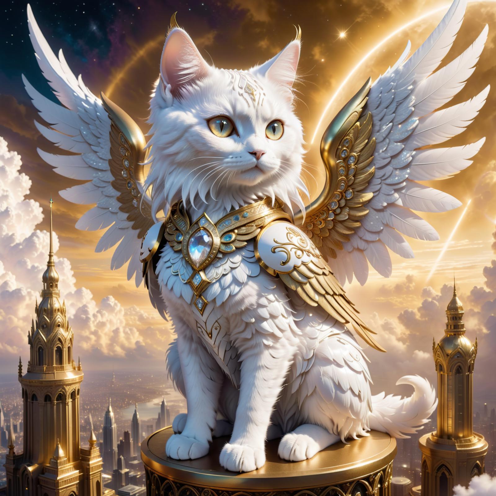 Angelic Cat with Wings