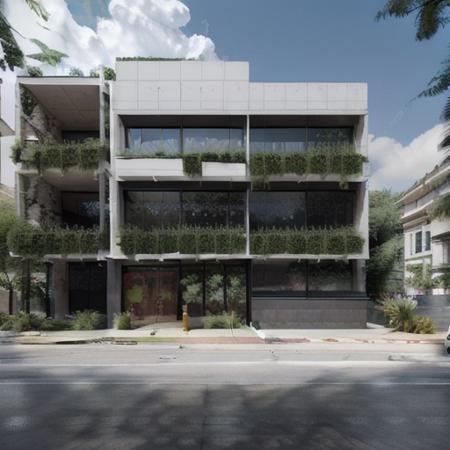 best quality, realistic, photorealistic,ultra detailed,8K,High quality texture,intricate details,detailed texture,finely detailed,photo of building
 plants on facade,front view, outdoors, scenery, sky, tree, day, cloud, building, 
 <lora:plants on facad_v1.1-000016:1>