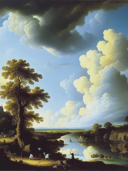 <lyco:SalomonvanRuysdael:1.0> Landscape by Jacob van Ruisdael,