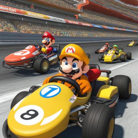 tiger racing in a Mario kart.