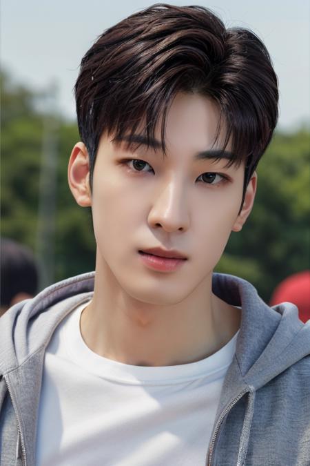 wonwoo, face, hoodie, upper body (absurdres, highres, ultra detailed),((masterpiece)), ((best quality:1.1)), High Resolution, 8k,1boy, best quality, masterpiece, (photorealistic:1.4), 4k, high quality, masterpiece, best quality, highres, dynamic poses, realistic, mature male, looking at viewer  <lora:tangbohu-detailer_1.0:0.3> <lora:wonwoo-10:0.9>