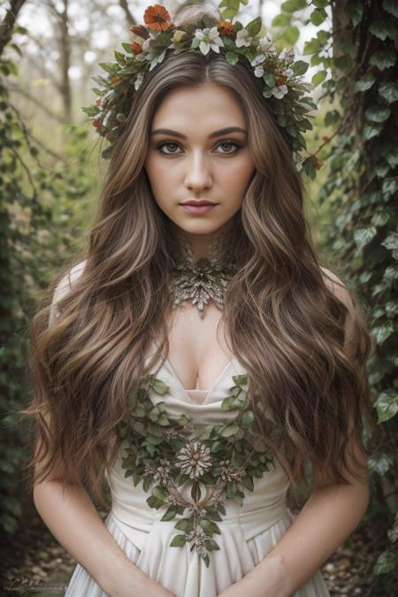 (headshot), Masterpiece, best quality, ((medieval)), (inside a flowering forest), moonlight,  BREAK
((clothes made out of leaves)), flower crown, ((druid)), (fantasy), vines, flowers, ((wearing only leaves, vines, and flowers)), BREAK
colorful leaves and flowers growing from hair, dungeons and dragons, BREAK
long hair, (straight hair),  pale  skin, fair skin, white skin, large breasts, BREAK
<lora:Mega:1>