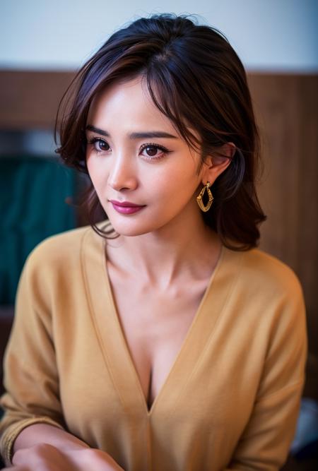 <lora:yangmi2:0.92:lbw=1,0,0,0,1,1,0,0,1,1,1,1,1,1,1,1,1>yangmi face,yangmi body,good hands,perfect hands,
1girl, earrings, long hair, solo, lips, jewelry, realistic, brown eyes, looking at viewer, brown hair, forehead, simple background, pov, highres, supermodel,
highres,
(8k, RAW photo, best quality, masterpiece:1.2), (realistic, photo-realistic:1.55), (ultra-detailed:1.34), highres,
(pov:1.35)