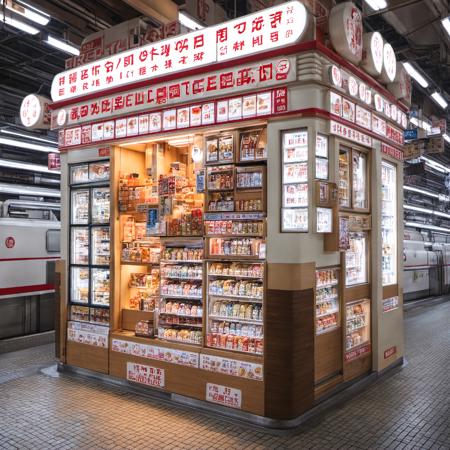 STOKYO, STSDS, shop, convenience store, train station, scenery, multiple boys, real world location, bag, storefront, backpack, 1boy, outdoors, city, sign, building,