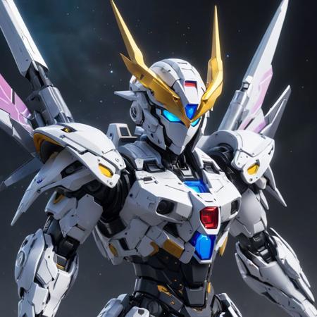Take a deep breath and let's work step by step on this  
,
a robot, barbatos gundam, multiple floating swords, danhausen, sd video, f - 9 1 / 1 2 5, hyper colors, 2019, ebay listing thumbnail, white unicorn, necrosis, massive galaxy, queens gambit, guns, on amino, archangel halo infinite, dreamy, hopeful, blue sky, metal gear solid
,
Midjourney's Consistency, Dynamic Action Pose, Fibonacci Watermark Invisibly Displayed, High-res, Impeccable Composition, Lifelike Details, Perfect Proportions, Stunning Colors, Captivating Lighting, Interesting Subjects, Creative Angle, Attractive Background, Well-timed Moment, Intentional Focus, Balanced Editing, Harmonious Colors, Contemporary Aesthetics, Handcrafted with Precision, Vivid Emotions, Joyful Impact, Exceptional Quality, Powerful Message, Raphael Style, Unreal Engine 5, Octane Render, Isometric, Beautiful Detailed Eyes, Super Detailed Face and Eyes and Clothes, More Detail, Multi Colored, Splash Ink Illustration, Grammer Effect Style, Houdini Style, Sharp Lines and Brush Strokes, High Quality, Beautiful Matte Painting, 4K, CGSociety, Artstation Trending on ArtstationHQ