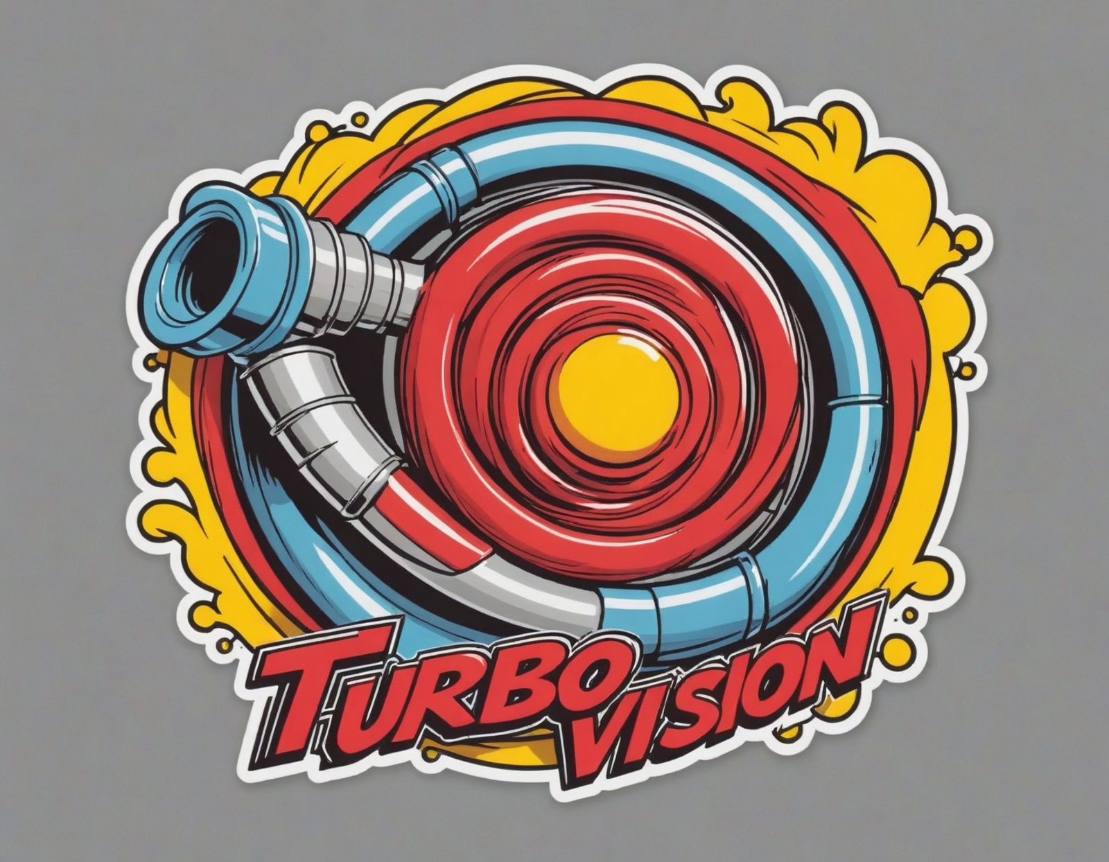 Turbo Vision Sticker with a Fire Hydrant and Pipe Design