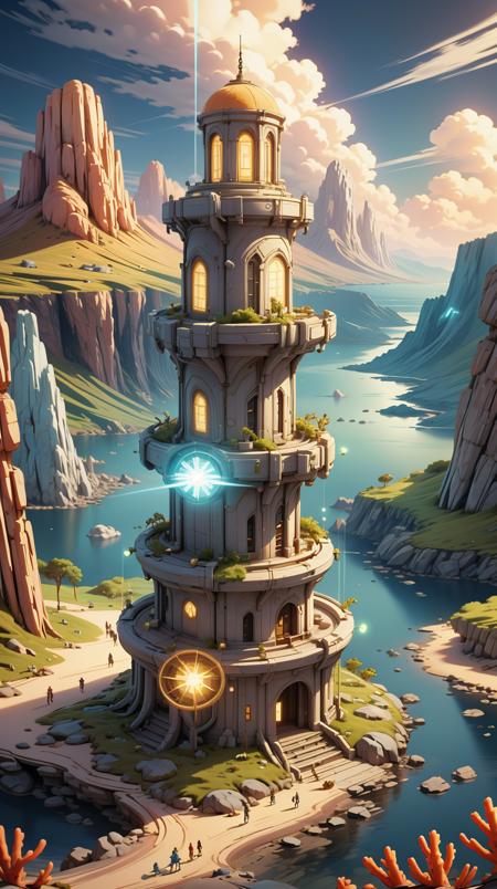 <lora:JediStyle:1>JediStyle coral reef, tower,mountaineer,play of light and shadow,horizon, (tranquil:0.6), (serene:0.5), (Masterpiece:1.3) (best quality:1.2) (high quality:1.1)
