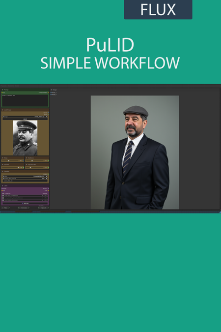 PuLID simple workflow FLUX | UPSCALE | LORA | GGUF | CIVITAI Metadata 🟡 v2.0