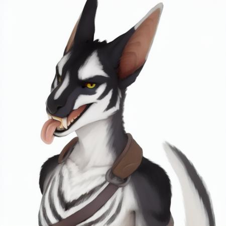 animal, personification, anthro, furry, hybrid,  kkw-fur:1, <lora:Ravager:1>,  looking at user, digital art, full body, white background, open mouth, smiling, tongue poking out,  flat colors,