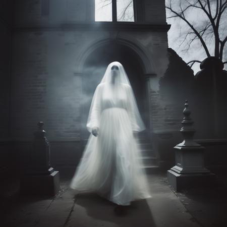 highly detailed candid photo of ghost walking in a graveyard:1.3,

(((transparent))), ((veil)), ((looking at viewer)), portrait:1.5,

masterpiece, best quality:1.1, graveyard:1.3, outdoors,

god rays:1.3, night:1.3, pitch black:1.2,
ultra photoreal, photorealistic:1.0, sharp focus:1.1, 
depth of field:1.1, 

50mm, style of Nathan Wirth, Hasselblad X1D II, Porta 160,
