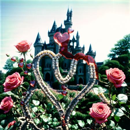 analog film photo snake, gemstones, hearts, roses, castle . faded film, desaturated, 35mm photo, grainy, vignette, vintage, Kodachrome, Lomography, stained, highly detailed, found footage <lora:add-detail-xl:1> <lora:xl_more_art-full_v1:1>