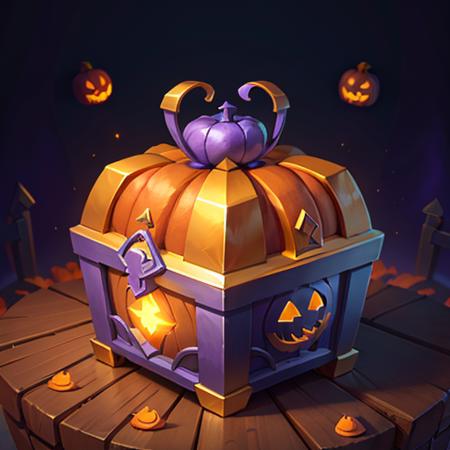 best qualitysymmetry, hason_chest_v1.0,Pumpkin, Halloween, pumpkin head, cane man, ghost, tangerine, purple,bright,golden