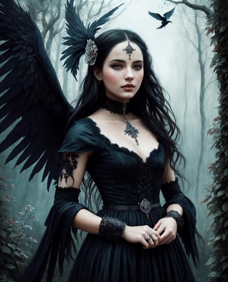 ornate, intricate details, beautiful witch, gothic style, hyper-realistic fantasy art, digital illustration, beautiful dark angel, Photography, powerful colors, Modern, Fantasy concept art, 32k resolution, best quality, Masterpiece, Natural light, Insanely detailed, 8k resolution, Fantasy art, Detailed painting, Hyper Realism, Photorealistic, by aguilar, beautiful detailed intricate, Insanely detailed, natural skin, soft impressionist perfect composition, award-winning photograph, Kids story book style, Muted colors, Watercolor style