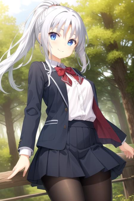 Tomotake Yoshino long hair,white hair,high ponytail,hair intakes,hair ornament,parted bangs,blue eyes blue jacket,open jacket,red bowtie,white shirt,long sleeves,large breasts,button,blue skirt,frilled skirt,black pantyhose,loafers Tomotake Yoshino,Tomotake Yoshino miko very long hair,(white hair:1.1),hair ribbon,floating hair,twintails,hair intakes,hair flower,hair ornament,bangs,blue eyes choker,japanese clothes,miko,white kimono,long sleeves,detached sleeves,ribbon-trimmed sleeves,wide sleeves,sleeves past wrists,medium breasts,long skirt,hakama skirt,red hakama,tabi