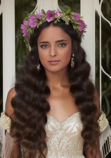 (bonnie),primer,scared  melike_emiroglu in (haute couture),(standing:1.2),intricate detail,(crimped hair,thin fringe:1.2),(flower crown:1.2),(standing:1.2),outside  (dining room,Costa Rica:1.2),dawn,(skin details:1.2),(skin pores:1.2),art by  (Cicely Mary Barker),Canon EOS Rebel T8i DSLR Camera,trending on Pinterest,12k resolution,
<lora:more_details:0.8>,<lora:melike_emiroglu-000008:0.8>,<lora:epiCRealismHelper:1>,