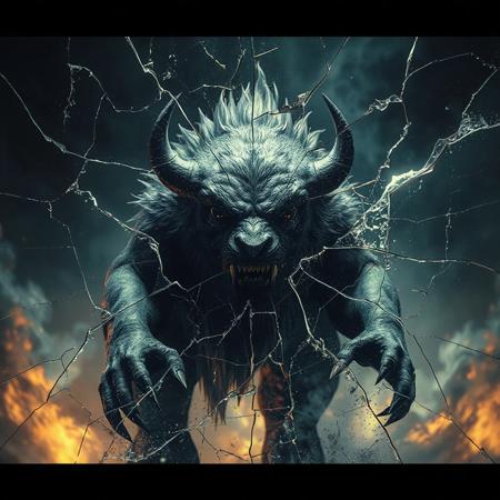 I see the beast in the glass  
Cracks spread fast — I can’t hold it back  
Don’t tell me to breathe, don’t ask me to pray  
I lost control and threw the chains away  
I’m not your hero, not your friend  
I’m the storm you can't defend  
The beast in the glass — he's here to stay