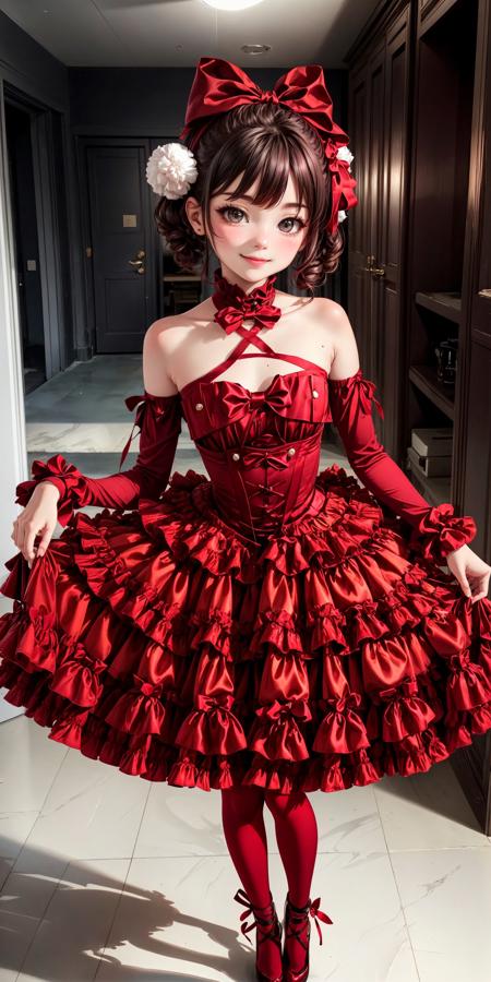 Kawaii Fashion: Red Satin Basque Waist Ribboned Dress v1.0