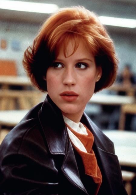 mllrngwld, (sharp focus:1.2), shoulder length brown hair, photo, attractive young woman, shoulder length orange hair, wearing (80s blazer:1.2) in a (classroom:1.2), depth of field, bokeh, 4K, HDR. by (James C. Christensen:1.2|Jeremy Lipking:1.1)