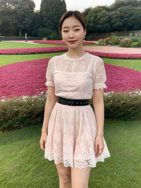 KGEun, wearing pink dress, flower park background, (8k, RAW photo, best quality, masterpiece:1.2), (realistic, photo-realistic:1.37), professional lighting, photon mapping, radiosity, physically-based rendering  <lora:KGEun2:0.7>