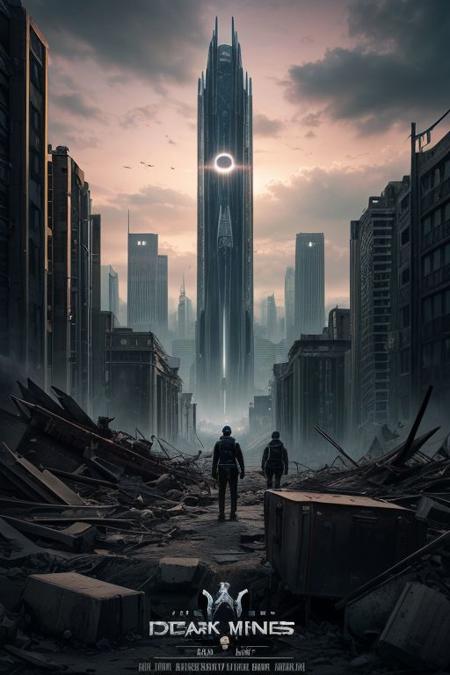 score_9, score_8_up, score_7_up, movie poster,
Title of the film in large letters in the center of the poster, striking image, alien spacecraft towering over a city in ruins in the background, 3 heroes look determinedly towards the horizon In the foreground, Captain Elena Rodriguez, Commander Li Wei, Sergeant Malik Ahmed, dark and menacing atmosphere, realistic, <lora:more_details:0.5>
