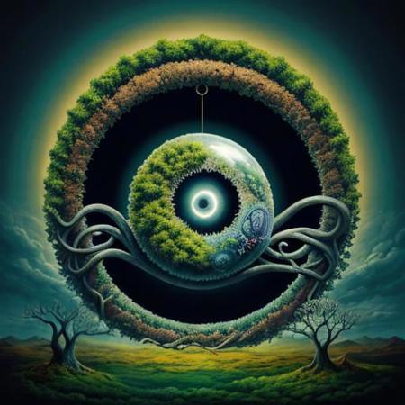 Cycle of life, surrealistic, natur, birth, death, masterpiece, surreal, photorealistic