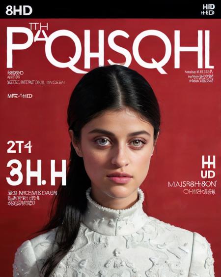 Chz-AnyaC, (8k, meticulously-detailed, Ultra-HD-realistic:1.3), staged-snapshot, close-up, RAW photo of a supermodel, wearing a high-neck red gown with black accents, (Magazine cover formatting:1.3), haute-couture, cosmetics, professional lighting, artistic composition, perfect shading, simple background, (perfect-eyes, masterpiece, best quality:1.4),