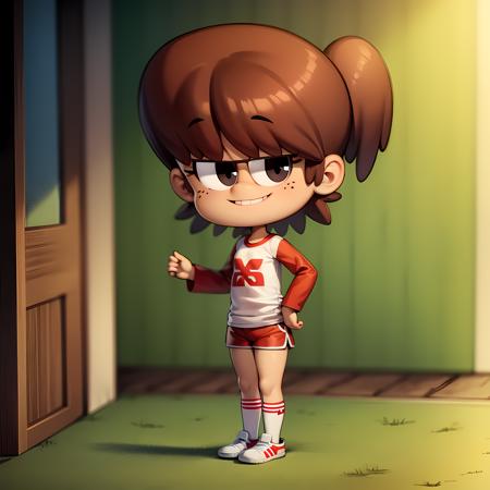 ((masterpiece, best quality)),(complex light), 1girl ,solo, full body, lynn loud, <lora:lynn_loud1-10:0.8>,shirt, shorts, raglan sleeves, chibi, black eyes, standing, smile,