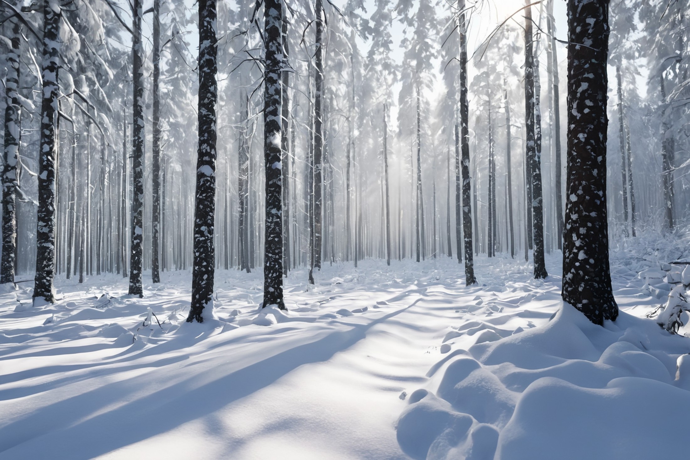 A landscape picture of a snowy winter forest,
(masterpiece:1.2), (best quality:1.2), ultra-detailed, best shadow, detailed...