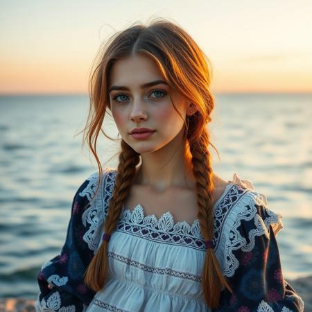 Девушка на морском берегу