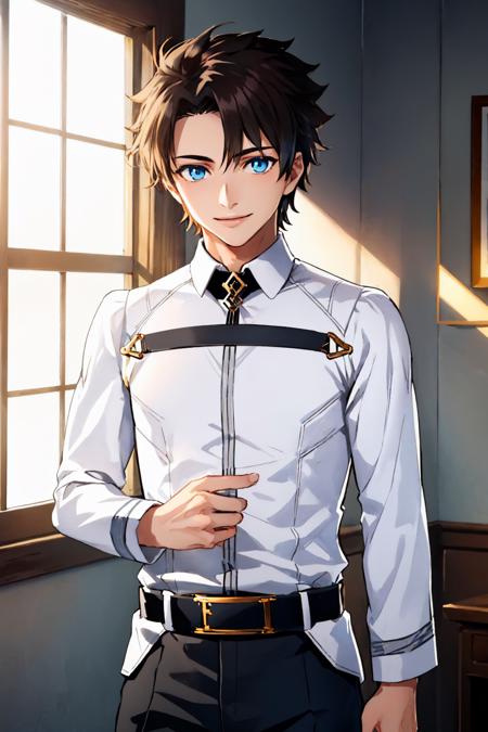 malefujimaru chaldea uniform, long sleeves, pants, belt