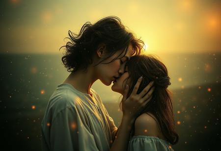 Photographic, ultrarealistic, Best quality, masterpiece, eternity, grief, sorrow, longing, the truth is we, all of us, are stardust held together for an instant by love, film grain, abstract,