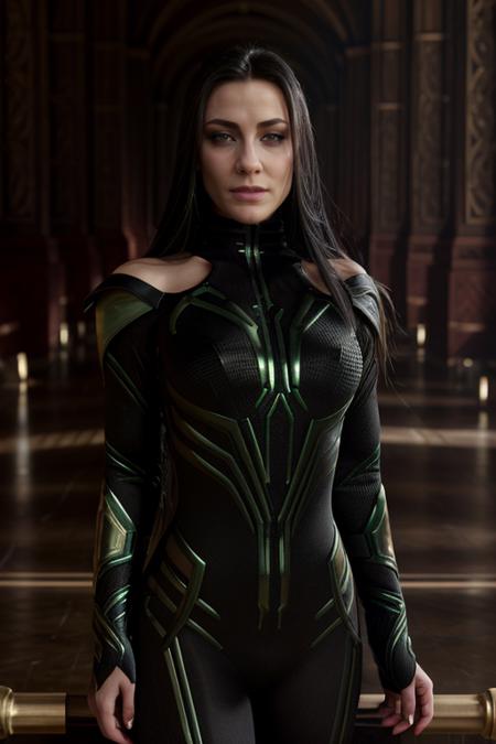 real, atmospheric scene, masterpiece, best quality, (detailed face, detail skin texture, ultra-detailed body),
<lora:hela_thorragnarok_lora_smf_v2-000005:0.9>, 1girl, h3l4g6-smf, solo, black hair, long hair, looking at viewer, realistic, blurry, blurry background, lips, window, bare shoulders, upper body, makeup, portrait, grey eyes, indoors, nose, bodysuit