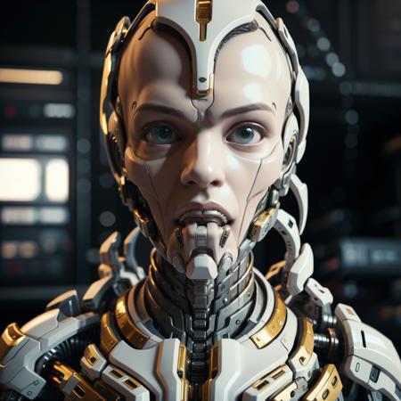 White armor robot,(highly details:1.5),unreal engine,3d render,film photograhpy, complex 3d render ultra detailed of a beautiful porcelain profile boy android face, (cyborg:1.3), robotic parts, 150 mm, beautiful studio soft light, rim light, vibrant details, luxurious cyberpunk, lace, hyperrealistic, anatomical, facial muscles, cable electric wires, microchip, elegant, beautiful background, octane render, H. R. Giger style, 8k, best quality, masterpiece, illustration, an extremely delicate and beautiful, extremely detailed ,CG ,unity ,wallpaper, (realistic, photo-realistic:1.37),Amazing, finely detail, masterpiece,best quality,official art, extremely detailed CG unity 8k wallpaper, absurdres, incredibly absurdres, robot, silver halmet, full body, sitting,