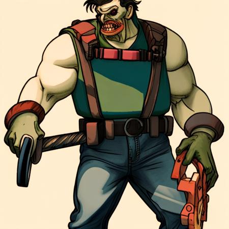 DMVC, Leatherface from The Texas Chainsaw Massacre, (holding a chainsaw: 1.3), highly detailed