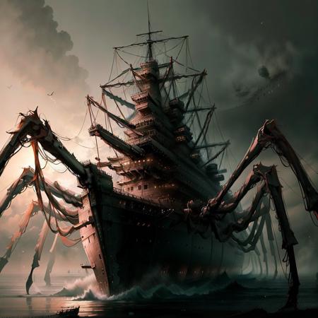 <lora:ArachnoPhobiaAI:.8> ArachnoPhobiaAI  battleship