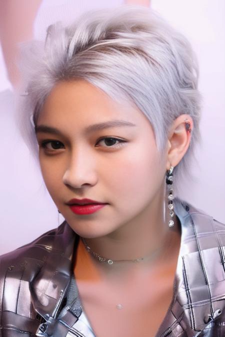 <lora:koreanDollLikeness_v10:0.7>
Vega: (a girl with short silver hair styled in a pixie cut, kpop idol, pretty, extremely beautiful, fashion model, 18-year-old)