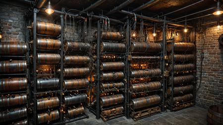 dark cellar, computer racks, old hardware, blinking lights,  steam punk, casks, cables (RAW photo:1.2), (photorealistic:1.4),(masterpiece:1.4),(best quality:1.4),ultra high res,((detailed facial features)),HDR,8k resolution,(masterpiece:1.4),(best quality:1.4),(shiny skin)<lora:add-detail-xl:2>  <lora:great_lighting:1> great lighting <lora:detailed_notrigger:1> <lora:neg4all_bdsqlsz_xl_V91:1> <lora:xl_more_art-full_v1:0.5>
