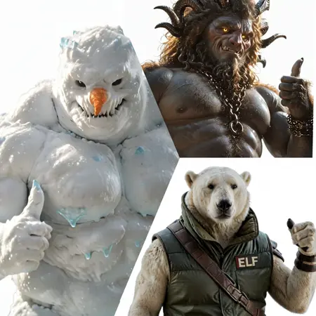 Red One (2024) Character Pack - Krampus, Snowman, Garcia/Polar Bear