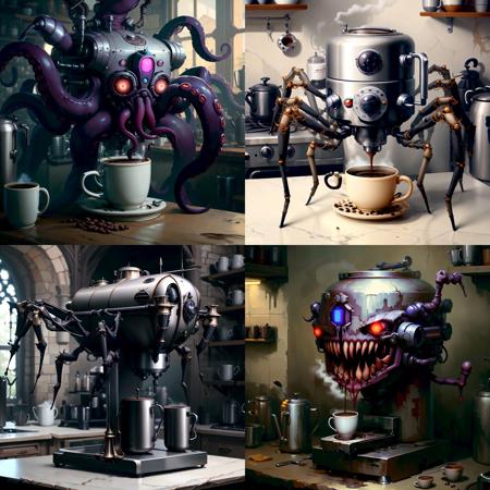 <lyco:HorrorBundleAIv3:0.9> NightmarishAI ,TentacleHorrorAI  coffee machine