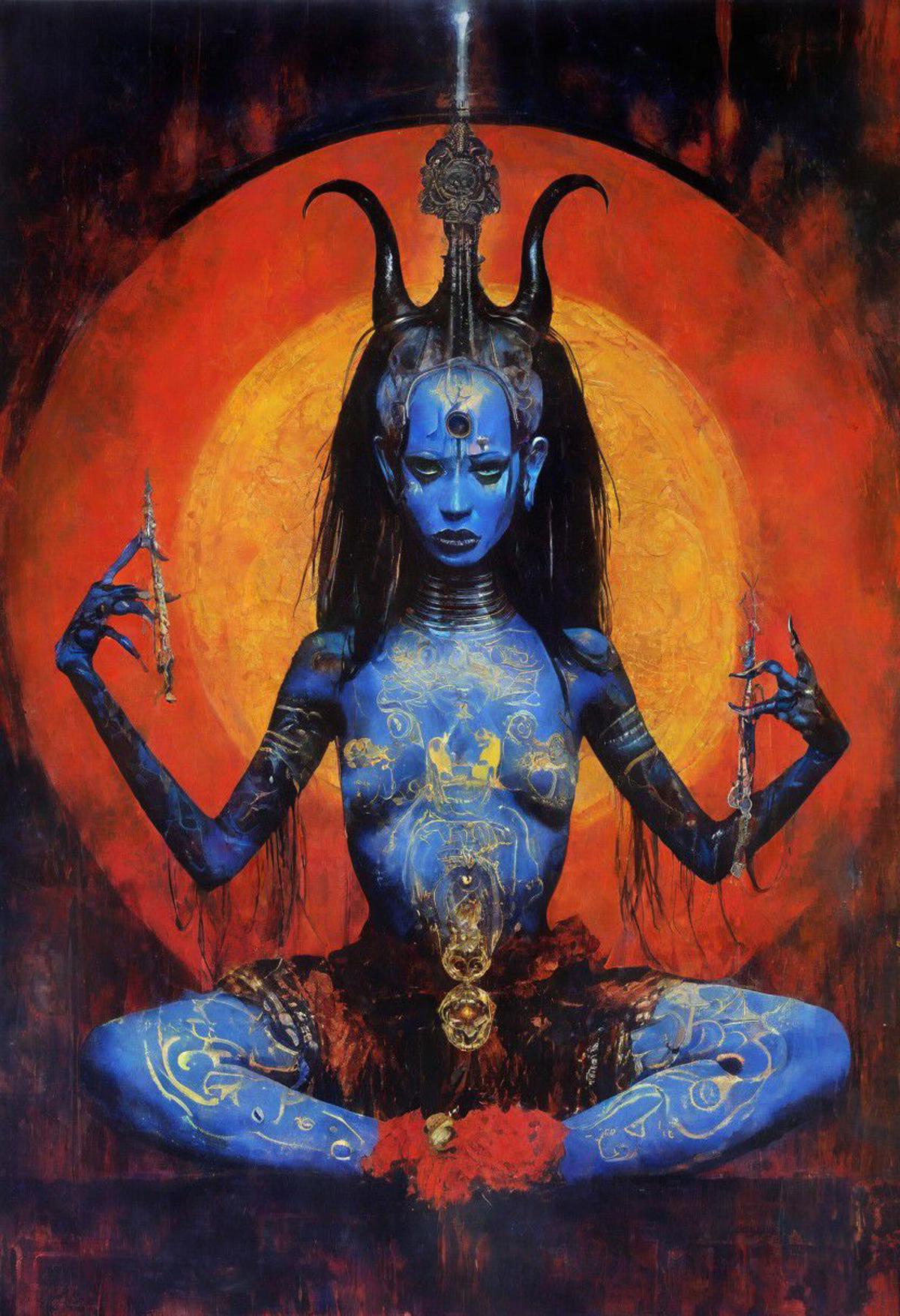 Bhairavi Devi Hindu Art Inspired Beautiful  Women with Intense Emotions image by oliviervinet050670